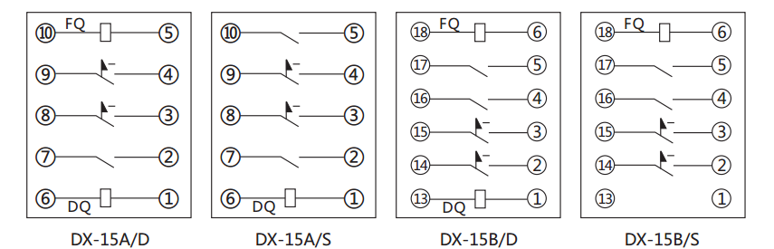 DX-15A信號繼電器內(nèi)部接線及外引接線圖