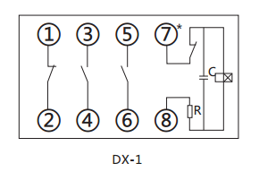 DX-1閃光繼電器內部接線及外引接線圖