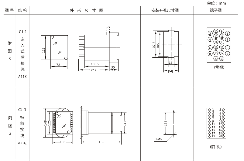 JSW-35靜態(tài)雙位置繼電器外形及開孔尺寸圖1