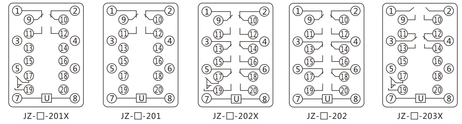 JZY（J)-220靜態(tài)中間繼電器內(nèi)部接線圖及外引接線圖