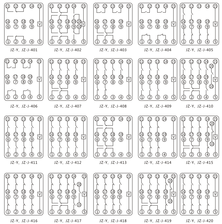 JZY（J)-220靜態(tài)中間繼電器內(nèi)部接線圖及外引接線圖