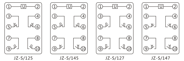 JZ-S/449靜態(tài)可調(diào)延時中間繼電器內(nèi)部接線圖及外引接線圖