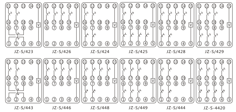 JZ-S/449靜態(tài)可調(diào)延時中間繼電器內(nèi)部接線圖及外引接線圖